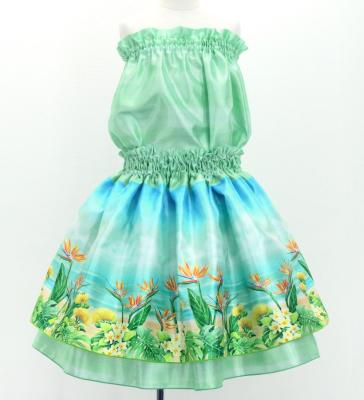 Hula Kids Blouse & Double Pa'u Set-Up with Hawaiian Flower & Sea Print / Luxury Collection / Jp161-5