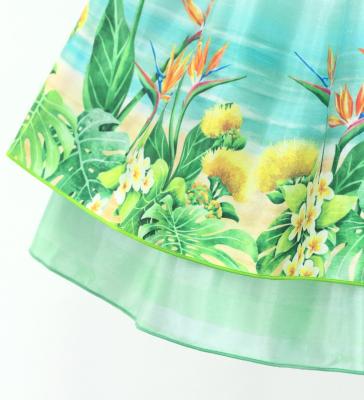 Hula Kids Blouse & Double Pa'u Set-Up with Hawaiian Flower & Sea Print / Luxury Collection / Jp161-5