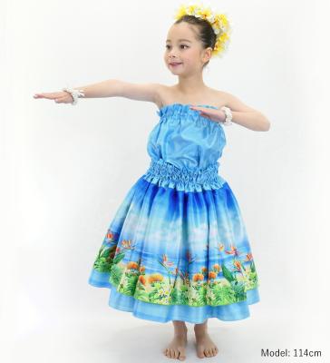 Hula Kids Blouse & Double Pa'u Set-Up with Hawaiian Flower & Sea Print / Luxury Collection / Jp161-6