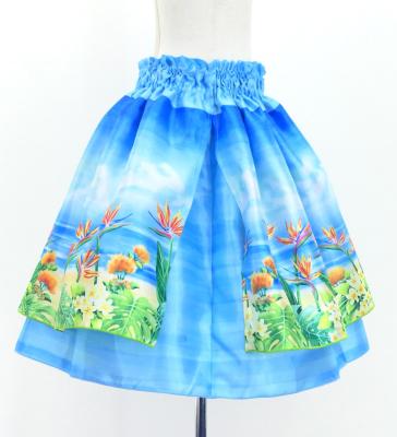 Hula Kids Blouse & Double Pa'u Set-Up with Hawaiian Flower & Sea Print / Luxury Collection / Jp161-6