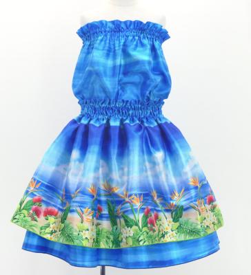 Hula Kids Blouse & Double Pa'u Set-Up with Hawaiian Flower & Sea Print / Luxury Collection / Jp161-7