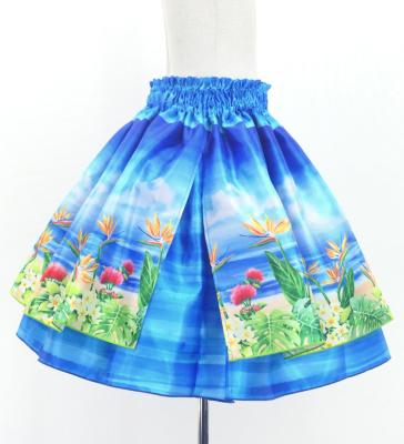 Hula Kids Blouse & Double Pa'u Set-Up with Hawaiian Flower & Sea Print / Luxury Collection / Jp161-7