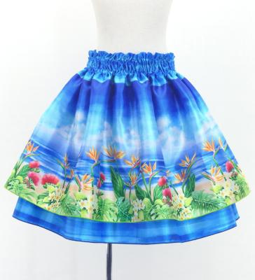 Hula Kids Blouse & Double Pa'u Set-Up with Hawaiian Flower & Sea Print / Luxury Collection / Jp161-7