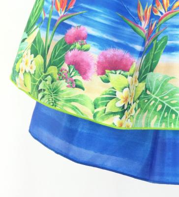 Hula Kids Blouse & Double Pa'u Set-Up with Hawaiian Flower & Sea Print / Luxury Collection / Jp161-8