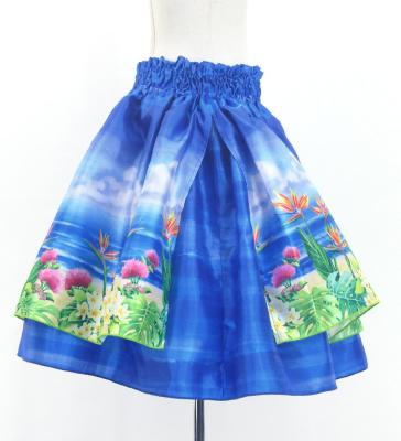 Hula Kids Blouse & Double Pa'u Set-Up with Hawaiian Flower & Sea Print / Luxury Collection / Jp161-8