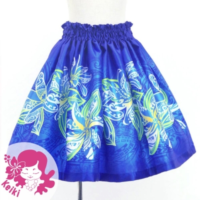 Hula Kids Shantung Pa'u Skirt with Tiare & Kahiko Print / Luxury Collection / Jp162bl