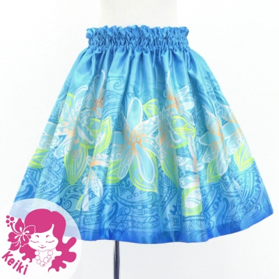 Hula Kids Shantung Pa'u Skirt with Tiare & Kahiko Print / Luxury Collection / Jp162lbl
