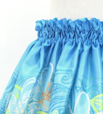 Hula Kids Shantung Pa'u Skirt with Tiare & Kahiko Print / Luxury Collection / Jp162lbl