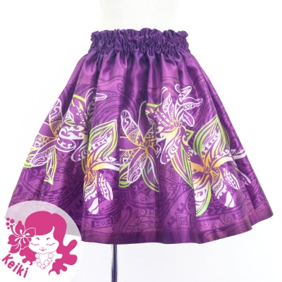 Hula Kids Shantung Pa'u Skirt with Tiare & Kahiko Print / Luxury Collection / Jp162pu