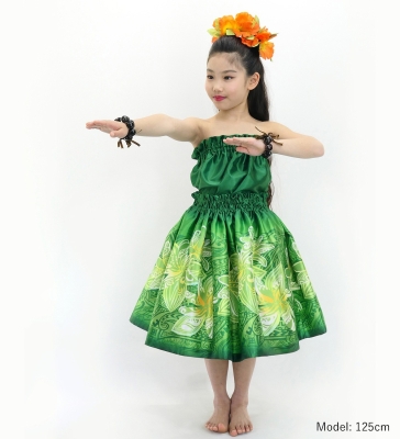 Hula Keiki Set-Up with Tiare & Kahiko Print / Luxury Collection / Green / Jp163gr