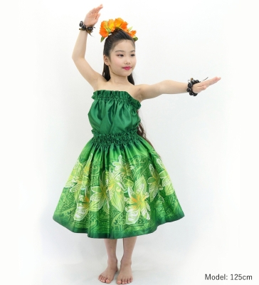 Hula Keiki Set-Up with Tiare & Kahiko Print / Luxury Collection / Green / Jp163gr
