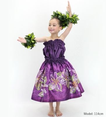 Hula Keiki Set-Up with Tiare & Kahiko Print / Luxury Collection / Purple / Jp163pu