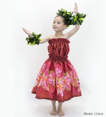 Hula Keiki Set-Up with Tiare & Kahiko Print / Luxury Collection / Red / Jp163rd