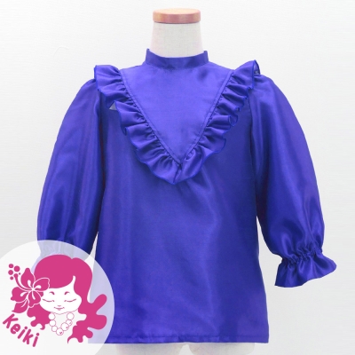 Hula Kids Yoke Frill Blouse with Shantung / Royal Blue / Jp164rbl