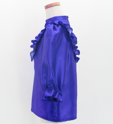 Hula Kids Yoke Frill Blouse with Shantung / Royal Blue / Jp164rbl