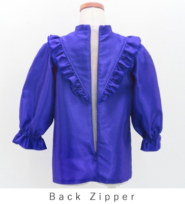 Hula Kids Yoke Frill Blouse with Shantung / Royal Blue / Jp164rbl