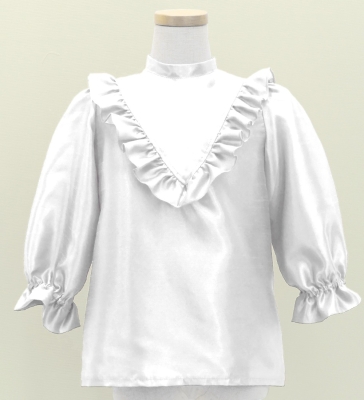 Hula Kids Yoke Frill Blouse with Shantung / White / Jp164wh