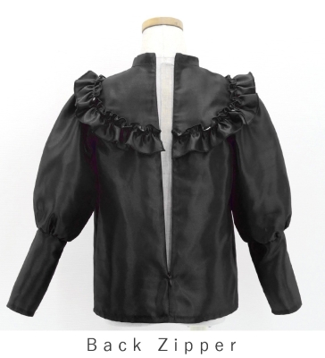 Hula Kids Yoke Frill Blouse with Shantung / Black / Jp165bk