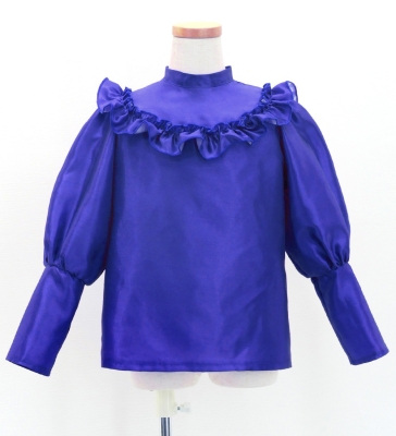 Hula Kids Yoke Frill Blouse with Shantung / Royal Blue / Jp165rbl
