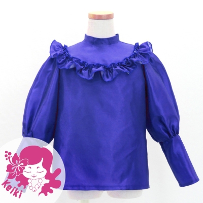 Hula Kids Yoke Frill Blouse with Shantung / Royal Blue / Jp165rbl