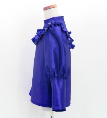 Hula Kids Yoke Frill Blouse with Shantung / Royal Blue / Jp165rbl