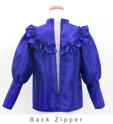Hula Kids Yoke Frill Blouse with Shantung / Royal Blue / Jp165rbl