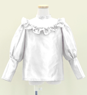 Hula Kids Yoke Frill Blouse with Shantung / White / Jp165wh