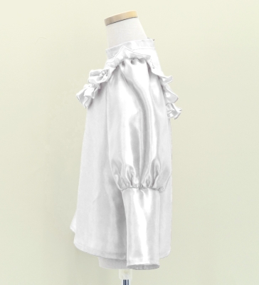 Hula Kids Yoke Frill Blouse with Shantung / White / Jp165wh