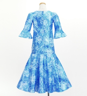 Hula Kids Long Dress with Orchid Print / Luxury Collection / Blue / Jp166bl