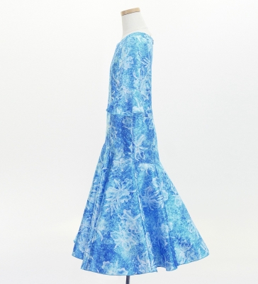 Hula Kids Long Dress with Orchid Print / Luxury Collection / Blue / Jp166bl
