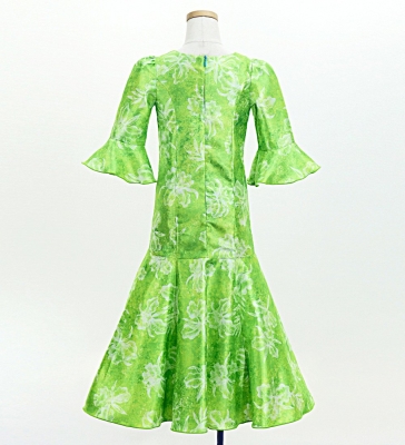 Hula Kids Long Dress with Orchid Print / Luxury Collection / Green / Jp166gr