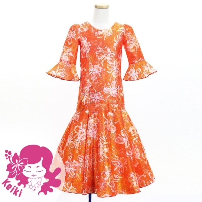 Hula Kids Long Dress with Orchid Print / Luxury Collection / Red / Jp166rd