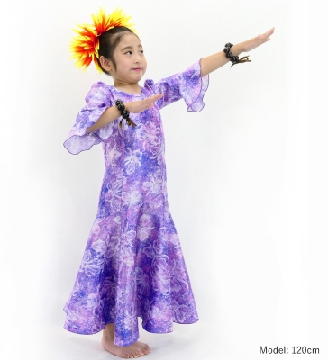 Hula Kids Long Dress with Orchid Print / Luxury Collection / Purple / Jp166pu