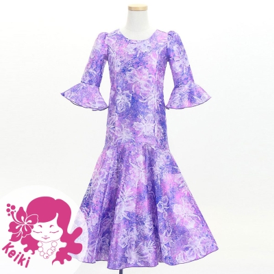 Hula Kids Long Dress with Orchid Print / Luxury Collection / Purple / Jp166pu