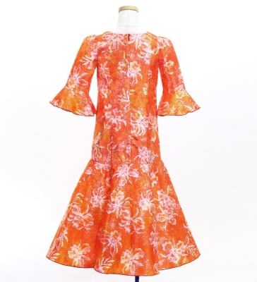 Hula Kids Long Dress with Orchid Print / Luxury Collection / Red / Jp166rd