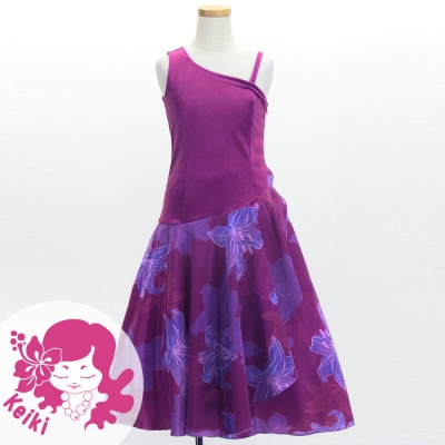 Hula Kids One Shoulder Dress with Lily / Luxury Collection / Red Purple / Jp168rdpu