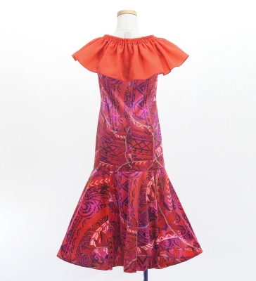 Hula Kids Long Multi Way Dress with Velvet & Koshibo / Luxury Collection / Dark Red / Jp169drd