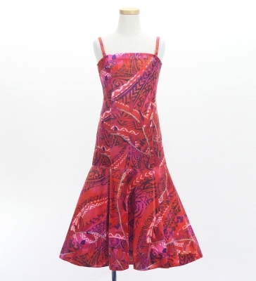 Hula Kids Long Multi Way Dress with Velvet & Koshibo / Luxury Collection / Dark Red / Jp169drd