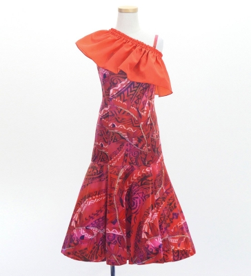 Hula Kids Long Multi Way Dress with Velvet & Koshibo / Luxury Collection / Dark Red / Jp169drd