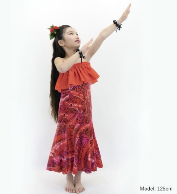 Hula Kids Long Multi Way Dress with Velvet & Koshibo / Luxury Collection / Dark Red / Jp169drd