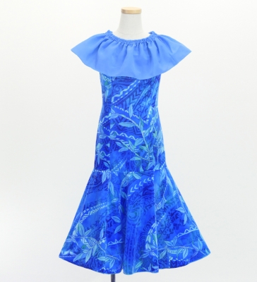Hula Kids Long Multi Way Dress with Velvet & Koshibo / Luxury Collection / Light Blue / Jp169lbl