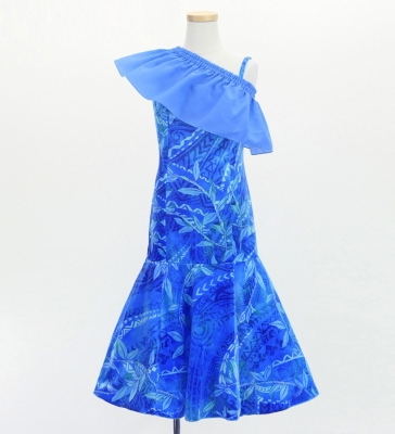Hula Kids Long Multi Way Dress with Velvet & Koshibo / Luxury Collection / Light Blue / Jp169lbl
