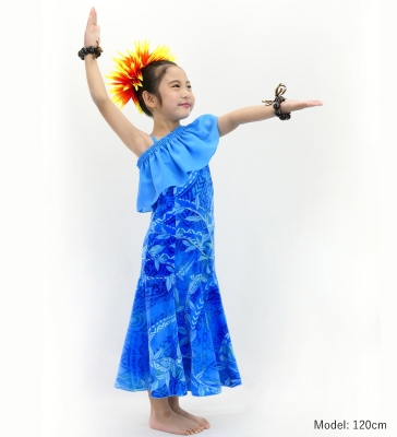 Hula Kids Long Multi Way Dress with Velvet & Koshibo / Luxury Collection / Light Blue / Jp169lbl