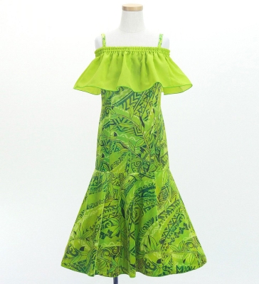Hula Kids Long Multi Way Dress with Velvet & Koshibo / Luxury Collection / Light Green / Jp169lgr