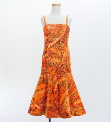 Hula Kids Long Multi Way Dress with Velvet & Koshibo / Luxury Collection / Orange / Jp169or