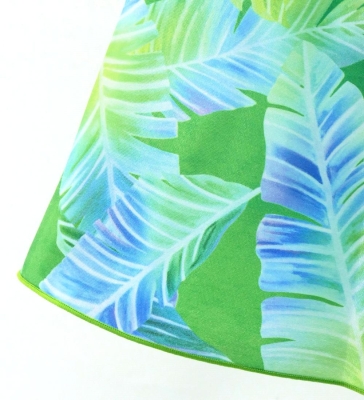 Hula Kids Long Shantung Circular Skirt with Banana Leaf Print / Yellow Green / Jp170-1