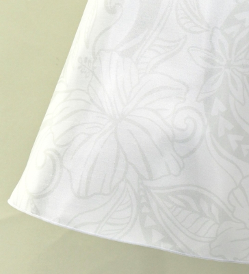 Hula Kids Long Shantung Circular Skirt with Kahiko & Hibiscus Print / White / Jp170-2