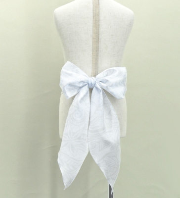 Hula Kids Long Shantung Circular Skirt with Kahiko & Hibiscus Print / White / Jp170-2