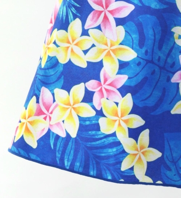 Hula Kids Long Shantung Circular Skirt with Plumeria Lei Print / Blue / Jp170-3