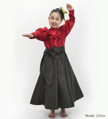 Hula Kids Long Shantung Circular Skirt / Black / Jp170-5